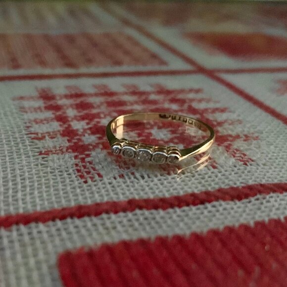 Antique Art Deco five stone 18K gold platinum diamond ring - Picture 9 of 13